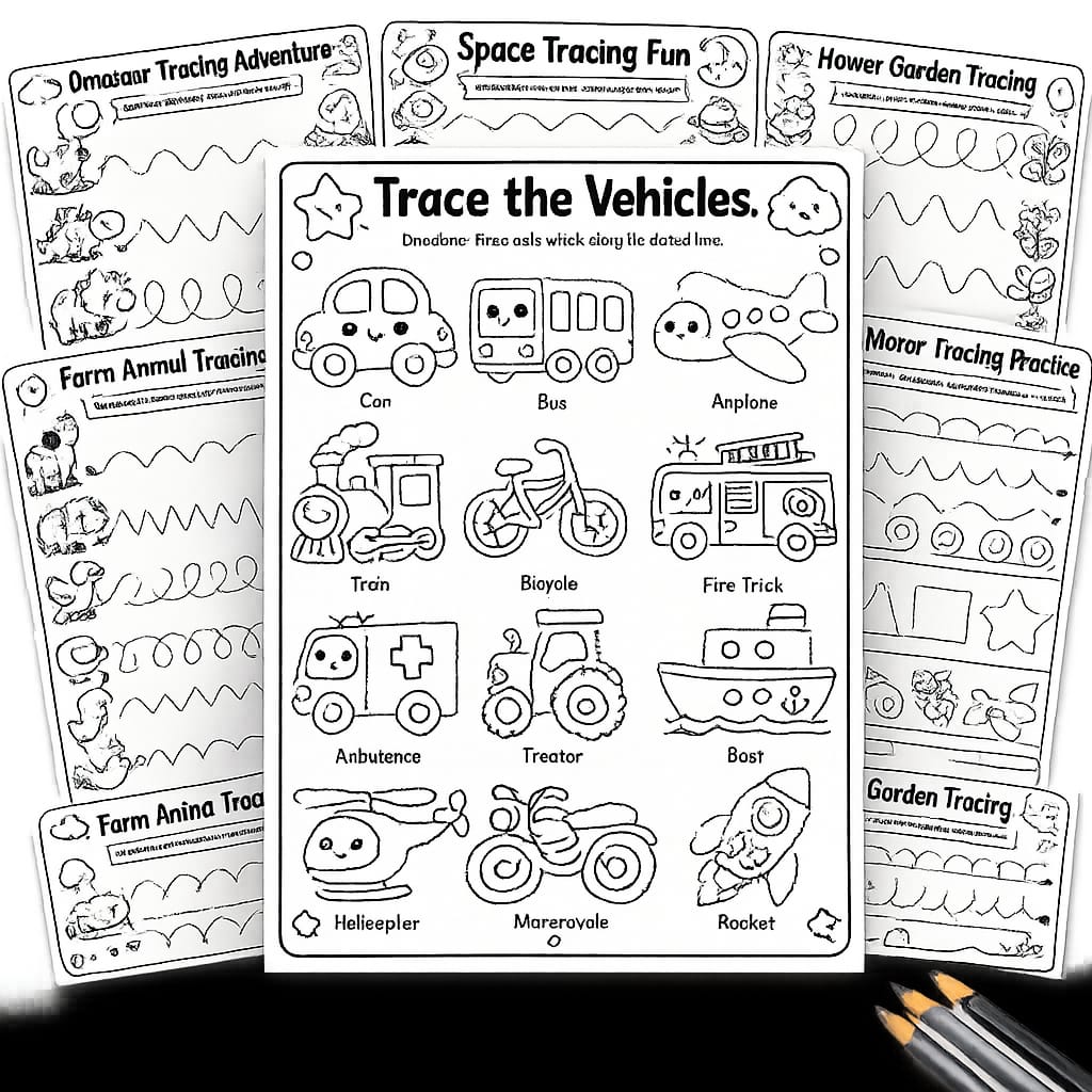 Fine Motor Skills Tracing Practice Worksheets for Preschool | Printable Instant Download