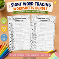 Sight Word Tracing Worksheets Bundle | Printable Beginner, Transportation & Community Helpers | Instant Download PDF