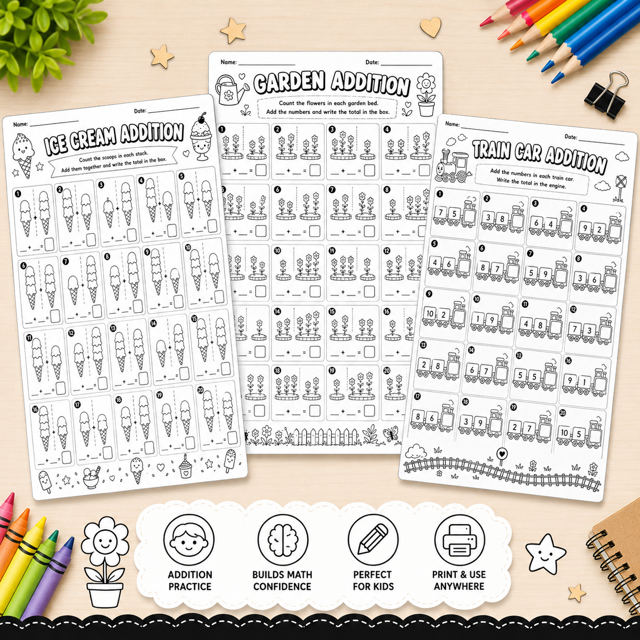 Addition Within 20 Worksheets Bundle | Fun Printable Math Activities for Kids