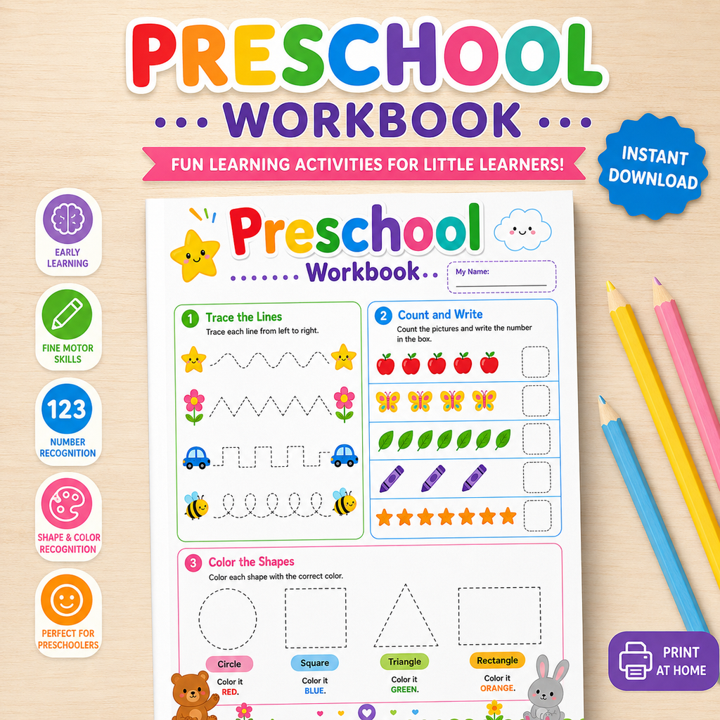 Alphabet Tracing Printable Worksheets Bundle for Kids | Preschool & Kindergarten