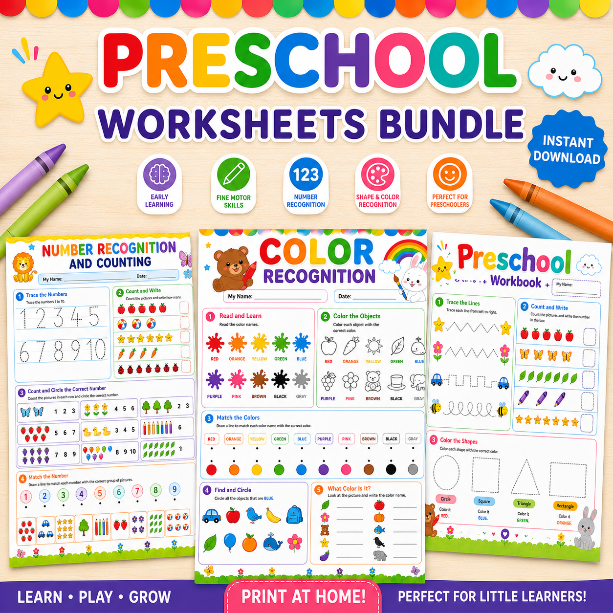Alphabet Tracing Printable Worksheets Bundle for Kids | Preschool & Kindergarten