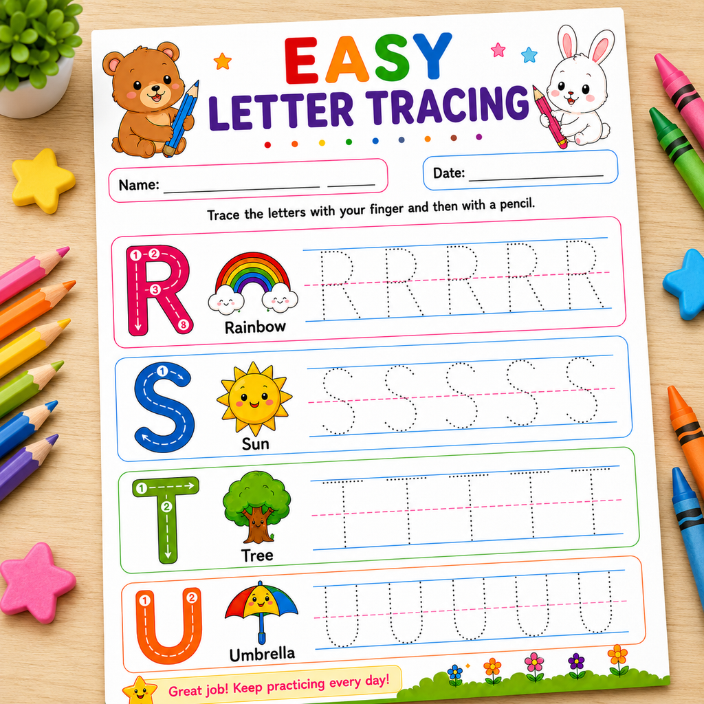 Alphabet Tracing Printable Worksheets Bundle for Kids | Preschool & Kindergarten
