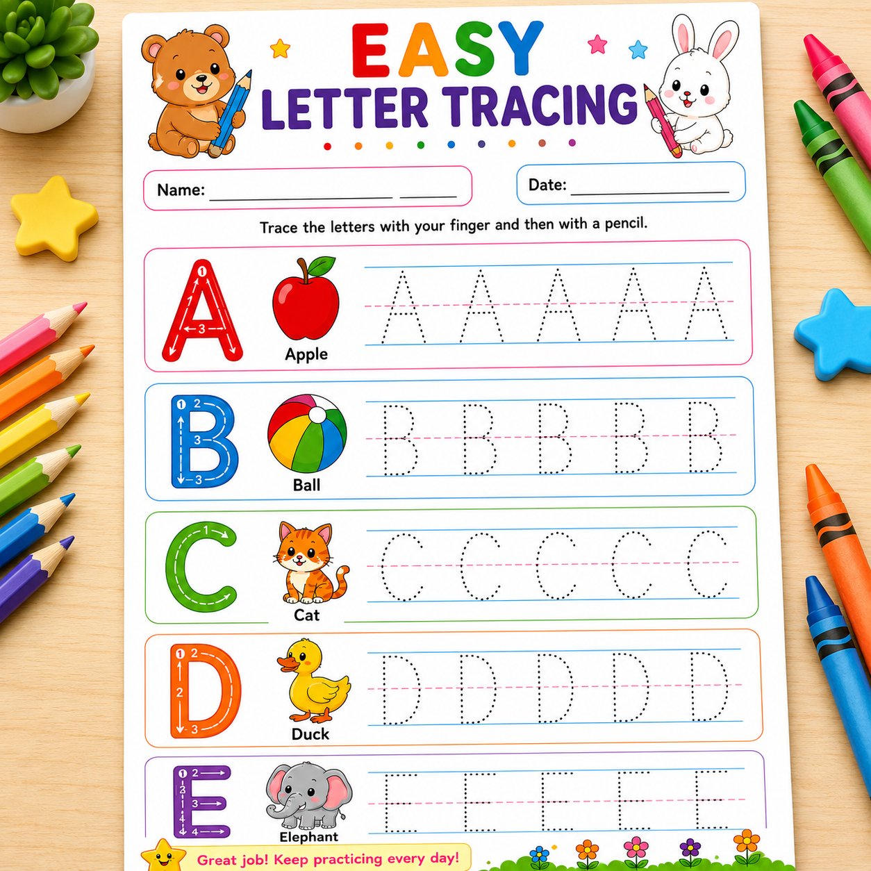 Alphabet Tracing Printable Worksheets Bundle for Kids | Preschool & Kindergarten