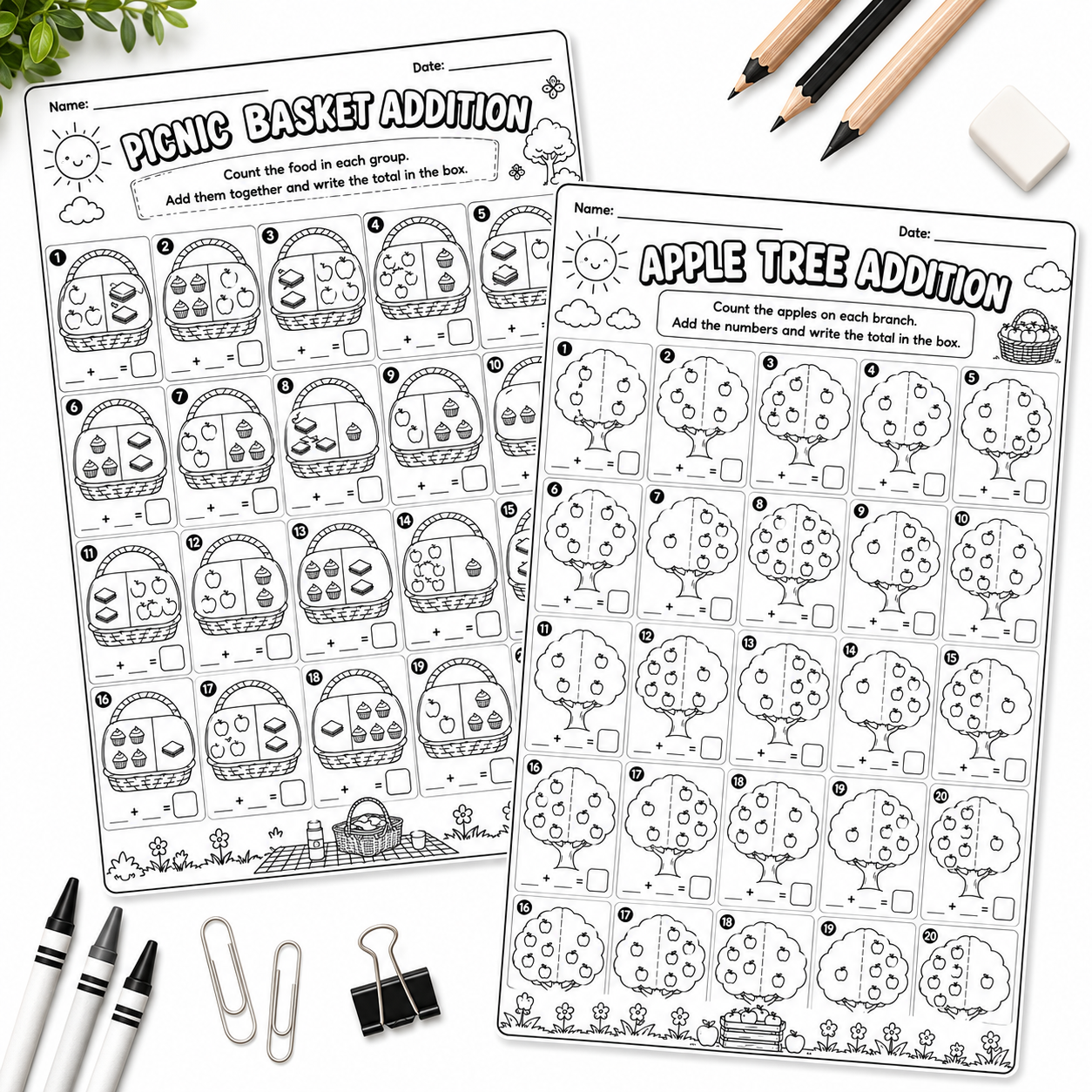 Addition Within 20 Worksheets Bundle | Fun Printable Math Activities for Kids