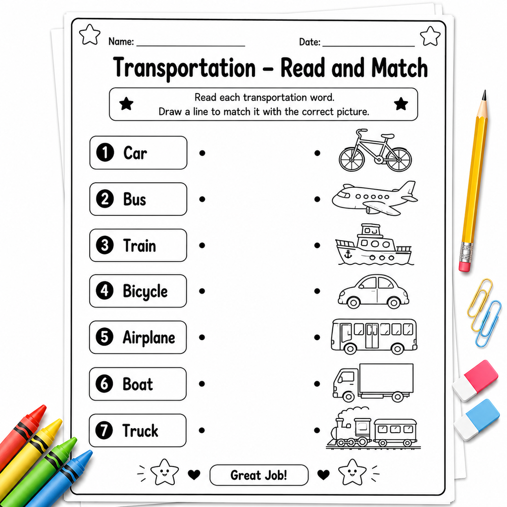 Read & Match Worksheets Bundle for Kids – Fun Early Learning Activities