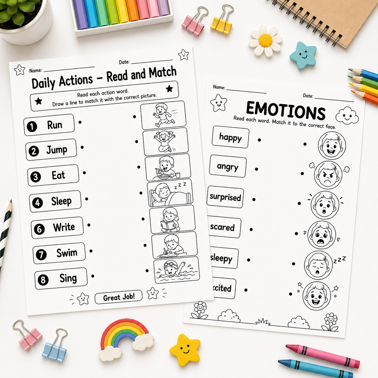 Read & Match Worksheets Bundle for Kids – Fun Early Learning Activities