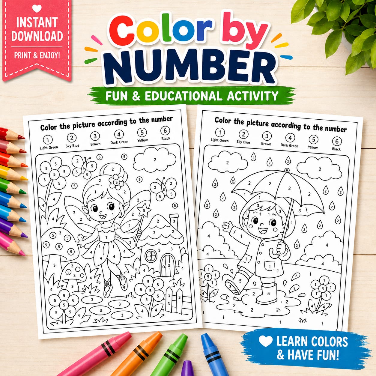 Color by Number Worksheets for Kids | Fun & Educational Printable PDF