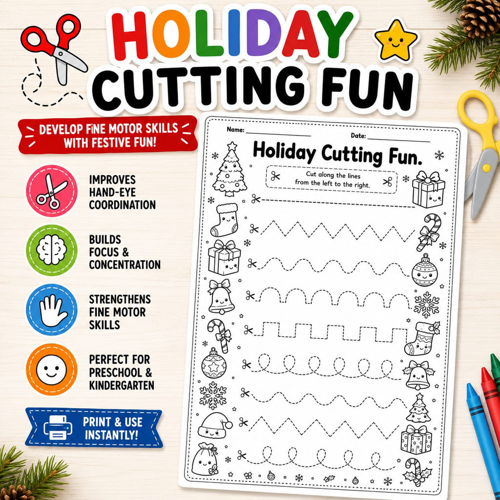 Scissor Skills Worksheets Bundle for Preschool & Kindergarten