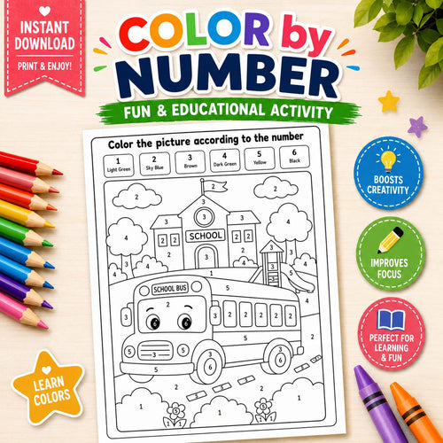 Color by Number Worksheets for Kids | Fun & Educational Printable PDF