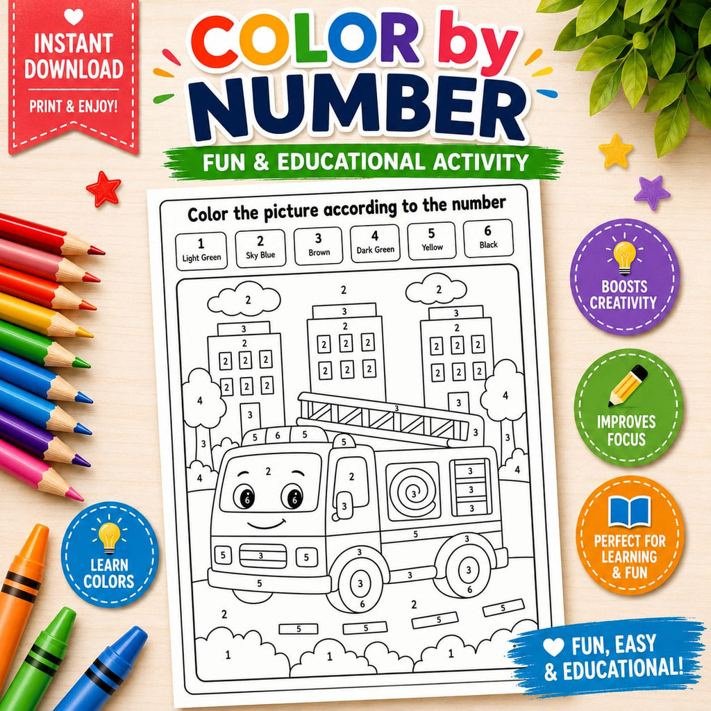 Color by Number Worksheets for Kids | Fun & Educational Printable PDF