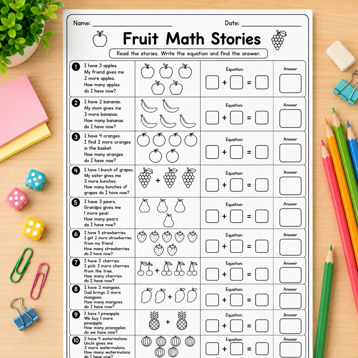 Mixed Math Word Problems Worksheets for Kids | Printable PDF