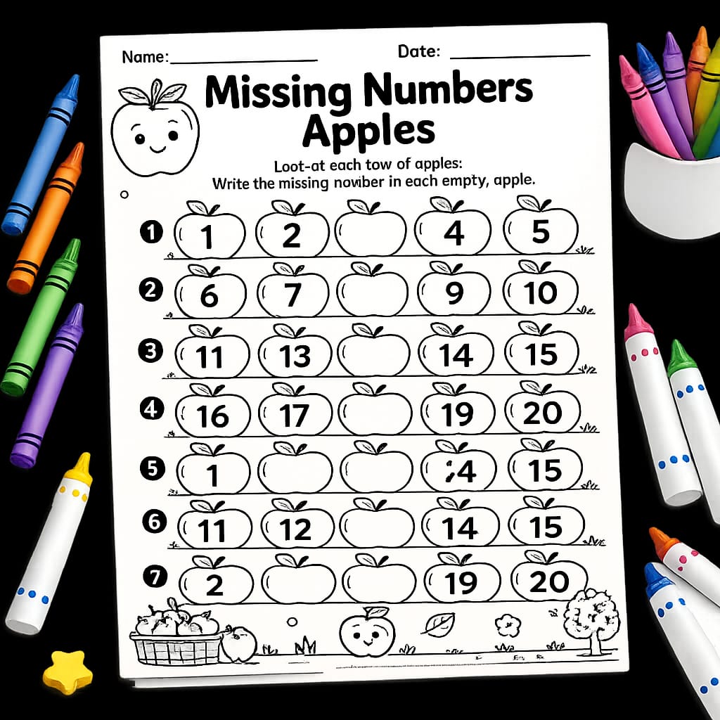 Missing Numbers Worksheets for Kids | Number Sequence & Skip Counting Printable PDF