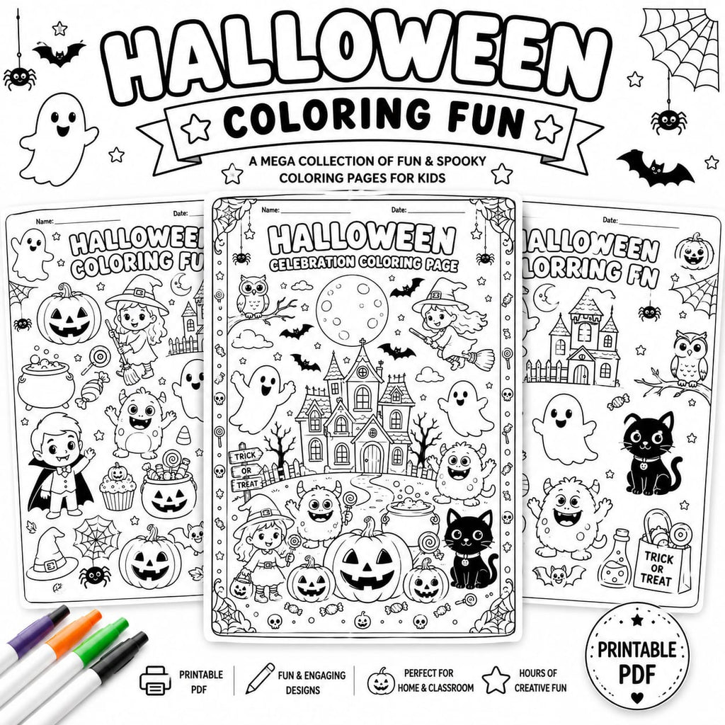 Halloween Printable Worksheets & Coloring Pages for Kids | Instant Download PDF