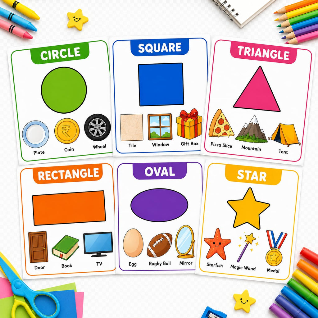 Colors & Shapes Flash Cards for Kids | Printable PDF Worksheets | Instant Download