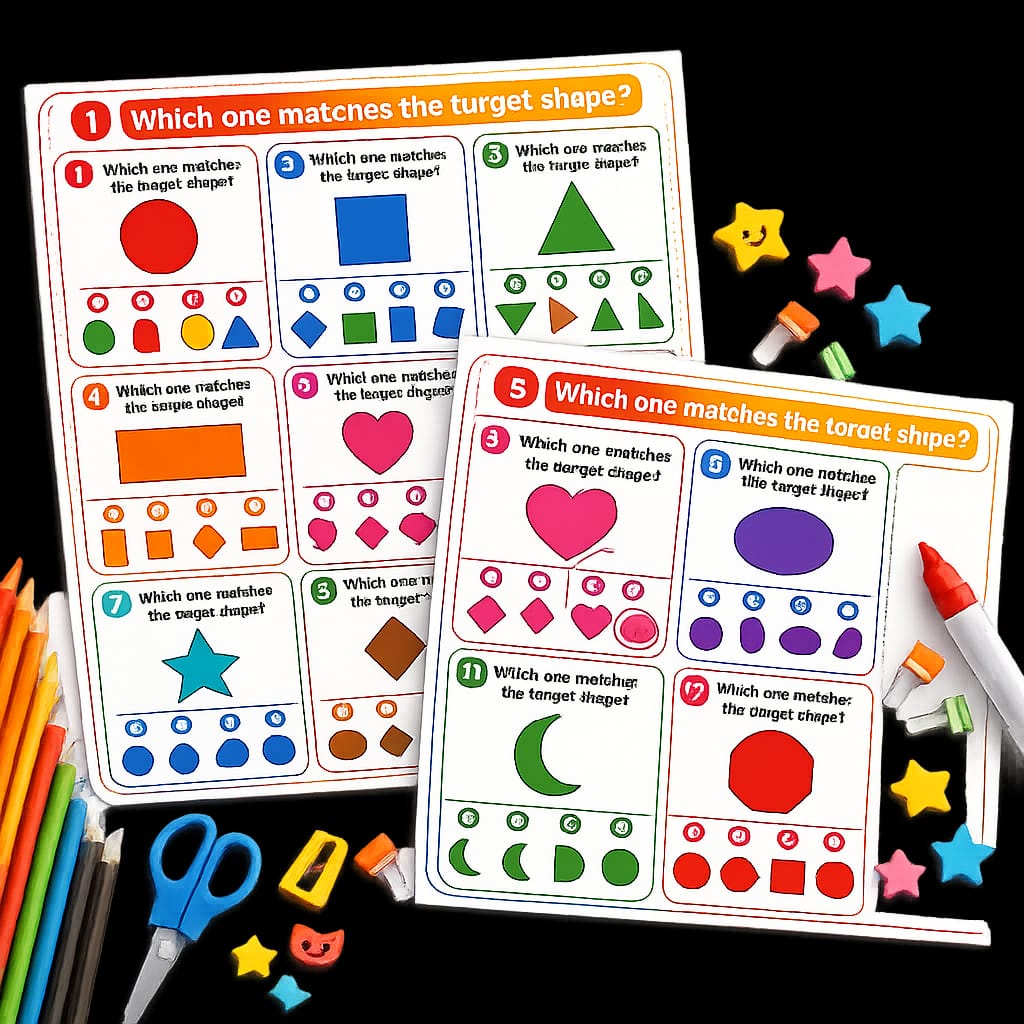 Colors & Shapes Flash Cards for Kids | Printable PDF Worksheets | Instant Download